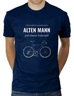 Unterschätze Niemals einen Alten Mann auf einem Fahrrad - Herren T-Shirt von KaterLikoli, Gr. M, French Navy von Likoli