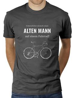 Unterschätze Niemals einen Alten Mann auf einem Fahrrad - Herren T-Shirt von KaterLikoli, Gr. XL, Anthrazit von Likoli