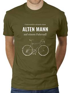 Unterschätze Niemals einen Alten Mann auf einem Fahrrad - Herren T-Shirt von KaterLikoli, Gr. XL, Olive von Likoli