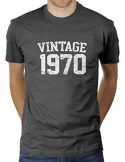 Vintage 1970 - Jahrgang - Geburtstag - 50 Jahre alt - Herren T-Shirt von KaterLikoli, Gr. 2XL, Anthrazit von Likoli