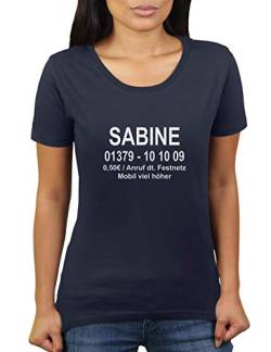 Vorname Sabine - Dschungelcamp - Dschungel Camp - Damen T-Shirt von KaterLikoli, Gr. L, French Navy von Likoli