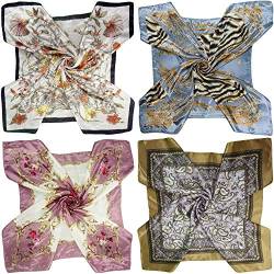 LilMents Halstuch-Set für Damen, quadratisch, Satin, 90 x 90 cm, 4 verschiedene Designs, 4 Stück Gr. One size, Set Y22 von LilMents