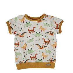 Lilakind“ Baby Kinder Jersey T-Shirt Rundhals Top Baumwolle Dinosaurier Sand Orange Handmade Gr. 104/110 - Made in Germany von Lilakind