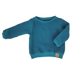 Lilakind“ Baby Kinder Musselin Langarm-Shirt Pullover Baumwolle Uni Petrol Gr. 134/140 - Made in Germany von Lilakind