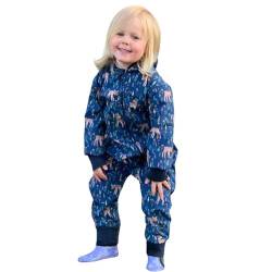 Lilakind“ Baby Kinder Softshell Overall mit Kapuze Blau rosa Rehe Gr. 110/116 - Made in Germany von Lilakind