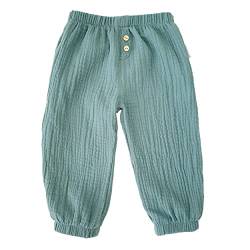 Lilakind“ Baby Kinder Sommer Musselin-​Hose Uni Grün Sternen Knöpfe Gr. 50/56 - Made in Germany von Lilakind