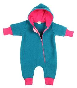 Lilakind“ Baby Wollwalk Overall Einteiler mit Kapuze Walkloden Walkoverall Petrol Pink Gr. 104/110 - Made in Germany von Lilakind