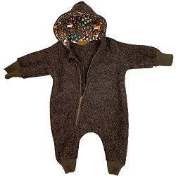 Lilakind Baby Wollwalk Overall mit Kapuze und Reißverschluss |Kleinkind Walkoverall |Made in Germany Braun Füchse Gr. 56/62 von Lilakind