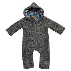 Lilakind Baby Wollwalk Overall mit Kapuze und Reißverschluss |Kleinkind Walkoverall |Made in Germany Grau Meliert Winter Wald Gr. 74/80 von Lilakind