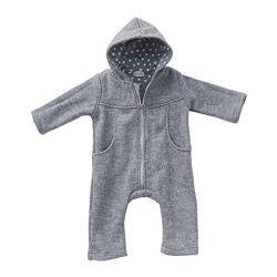 Lilakind Baby Wollwalk Overall mit Kapuze und Reißverschluss |Kleinkind Walkoverall |Made in Germany Grau Sterne Gr. 104/110 von Lilakind