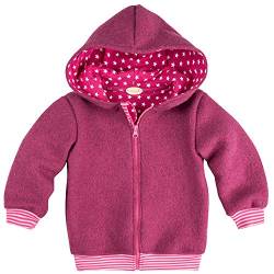 Lilakind Mädchen Jacke Wolljacke Kapuzenjacke Walkjacke Reißverschluss Pink Bündchen gestreift Kapuze Innenfutter mit Sternchen Gr. 86/92- Made in Germany von Lilakind