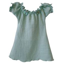 Lilakind“ Mädchen Musselin Carmen Kleid Uni Grün Gr. 116/122 - Made in Germany von Lilakind