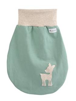 Lilakind" Schlafsack Strampelsack Pucksack Mint Sweat Ecru Melange REH Applikation-Made in Germany von Lilakind