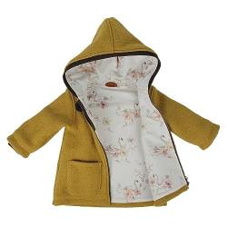 Lilakind“ Wollwalk Kinder-Mantel mit Taschen Walk Kapuzen Jacke Senfgelb Gr. 128/134 - Made in Germany von Lilakind