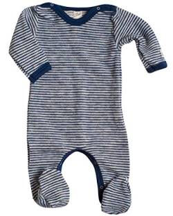 Lilano, Fleece Flausch Overall mit Fuß, 100% Wolle (kbT) (56, Blau/Natur) von Lilano Natur