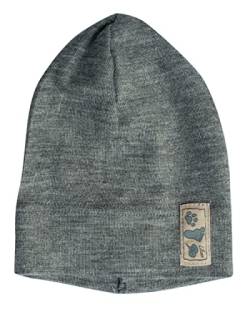 Lilano, Kinder/Baby Beanie Mütze, 70% Wolle (kbT), 30% Seide, 210 g/m² (Grau, 62-68) von Lilano