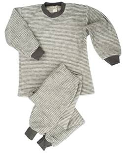 Lilano, Merino Kinder Flausch Schlafanzug 2-teilig, 100% Wolle (kbT) (Grau Natur, 104) von Lilano