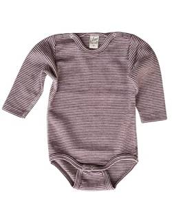 Lilano, Warmer Baby Body Ringel, 70% Wolle (kbT), 30% Seide, 210 gr./m² (Beere/Natur, 50) von Lilano