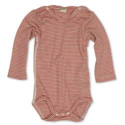 Lilano Baby Body, Größe 50, Farbe Rot-Natur aus 70% Schurwolle kbT, 30% Seide - Vertrieb nur durch Wollbody® von Lilano