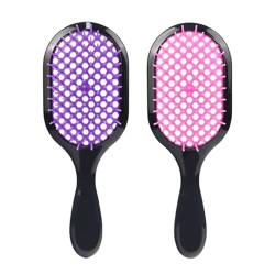 Lilbitty 2 Stück Detangling scalp brush, untwisted haibrush, with flexible bristles, anti-static massage paddlebrush, suitable for Wet and Dry Detangle (Pink+Purple) von Lilbitty