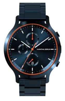 Lilienthal Berlin, Chronograph Blue Orange mit Armband Metal Blue von Lilienthal