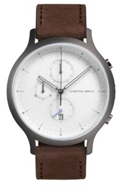 Lilienthal Berlin, Chronograph Dark Silver White mit Armband Leather Brown von Lilienthal