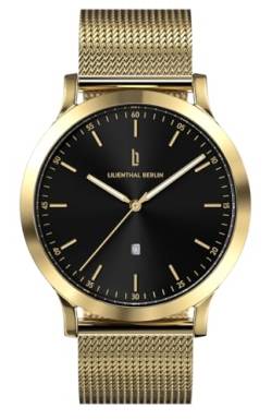 Lilienthal Berlin, Quarzuhr Huxley Gold Black mit Armband Mesh Gold von Lilienthal