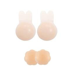 Klebe BH für Damen, Push Up Trägerlosen BH Unsichtbar Silikon Selbstkleben BH , Wiederverwendbare Haut Freundlich Bequem Rückenfrei BH Mit 2 Paar Nippelpads Nippel Kleber für Abendkleid (1 Paar) von Lilingyu