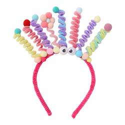 1 x buntes Federball-Stirnband, Pompom-Stirnband, Haarreif, lustiges Twist-Stick-Stirnband, Haar-Accessoire von Lilinzhi