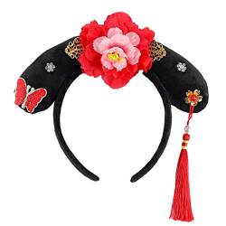 Antikes chinesisches Haarband mit Blumen, Kopfbedeckungen, Mädchen, Mandschu, Prinzessin, Kopfbedeckung, antiker Tangzhuang-Haarschmuck von Lilinzhi