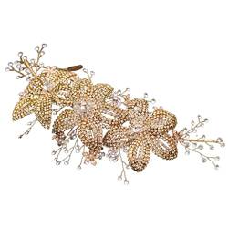 Blumenzweig Braut Hochzeit Stirnbänder Silber Gold Kristall Braut Kopfschmuck Strass Haarrebe für Damen und Mädchen von Lilinzhi