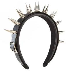 Punk-Stirnband, Nieten, Stirnband, Nieten, Kopfbedeckung, Gothic, Punk, PU-Leder, Haarreifen von Lilinzhi