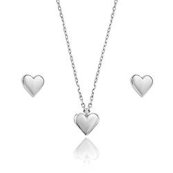 Damen Silber-Schmuckset Sterling-Silber 925 Herz-Anhänger längen-verstellbar Satin-Beutel Geschenk für Frauen von LillyMarie