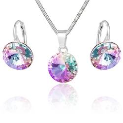 LillyMarie Damen Silber-Schmuckset Sterling-Silber 925 Swarovski Elements Anhänger mehrfarbig lila längen-verstellbar Schmucketui Geschenkideen für die Mama von LillyMarie