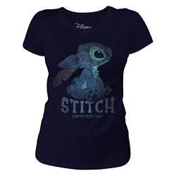 Lilo & Stitch Damen T-Shirt Stitch Baumwolle Marine Blau - L von Lilo and Stitch