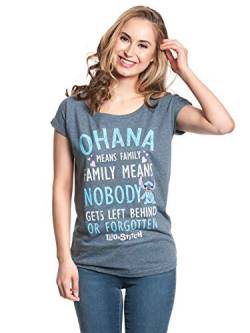 Lilo & Stitch Ohana Frauen T-Shirt blau meliert L von Lilo and Stitch