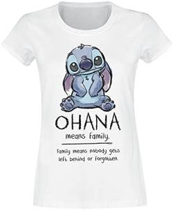 Lilo & Stitch Ohana Means Family Frauen T-Shirt weiß L von Lilo and Stitch