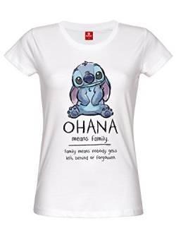 Lilo & Stitch Ohana Means Family Frauen T-Shirt weiß M von Lilo and Stitch