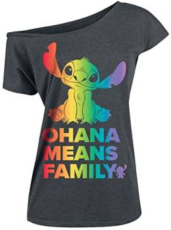 Lilo & Stitch Ohana Rainbow Frauen T-Shirt grau L von Lilo and Stitch