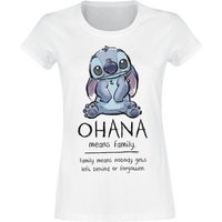 Lilo & Stitch - Disney T-Shirt - Ohana Means Family - M bis XXL - für Damen - Größe L - weiß  - Lizenzierter Fanartikel von Lilo & Stitch