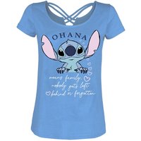 Lilo & Stitch - Disney T-Shirt - Ohana - S bis XXL - für Damen - Größe L - blau  - Lizenzierter Fanartikel von Lilo & Stitch