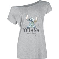 Lilo & Stitch - Disney T-Shirt - Ohana Tropical - S bis XL - für Damen - Größe L - grau  - Lizenzierter Fanartikel von Lilo & Stitch