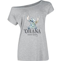 Lilo & Stitch - Disney T-Shirt - Ohana Tropical - S bis XL - für Damen - Größe XL - grau  - Lizenzierter Fanartikel von Lilo & Stitch