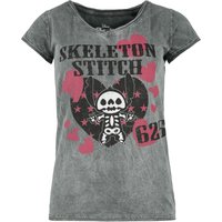 Lilo & Stitch - Disney T-Shirt - Skeleton Stitch - S bis 3XL - für Damen - Größe L - grau  - EMP exklusives Merchandise! von Lilo & Stitch