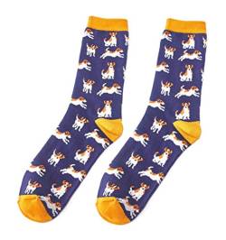 LilyRosa® Herren-Socken mit Jack Russell Hundemotiv, Blau von LilyRosa