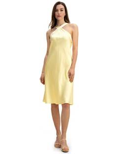 LilySilk 100% Seide langes Kleid Frauen tief u Ausschnitt sexy 2-Lagen Seide Chiffon Futter Patchwork Maxi Seide Kleider für Frauen Damen(Gold,32/34) von LilySilk