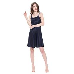 LilySilk Damen Bezaubernd Seide Nachthemd Hauskleid Nachtkleid Nachtwäsche Mini Kurzd 19 MM Silk Sleepwear Unterkleid Frau Rosa Schwarz Rot Negligee unterwäsche Verpackung MEHRWEG(Navy Blau,S) von LilySilk