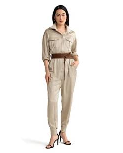 LilySilk Damen Overall aus Sandgewaschener 22 Momme Seide Damen Safari Militär Langarm Tasche Playsuit Mädchen Warme Herbst Kleid für Arbeit Reisen Wandern(Helle Aprikose,XS) von LilySilk