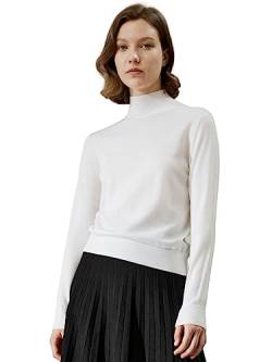 LilySilk Damen Pullover 100% Merinowolle Rollkragenpullover Basic Jumper Unterhemd Basisschicht für Herbst in Winter(Weiß,L) von LilySilk