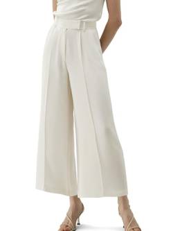 LilySilk Damen Reine Seidenhosen 30 Momme Weitbeinige Lange Hose(NATURWEISS,36) von LilySilk